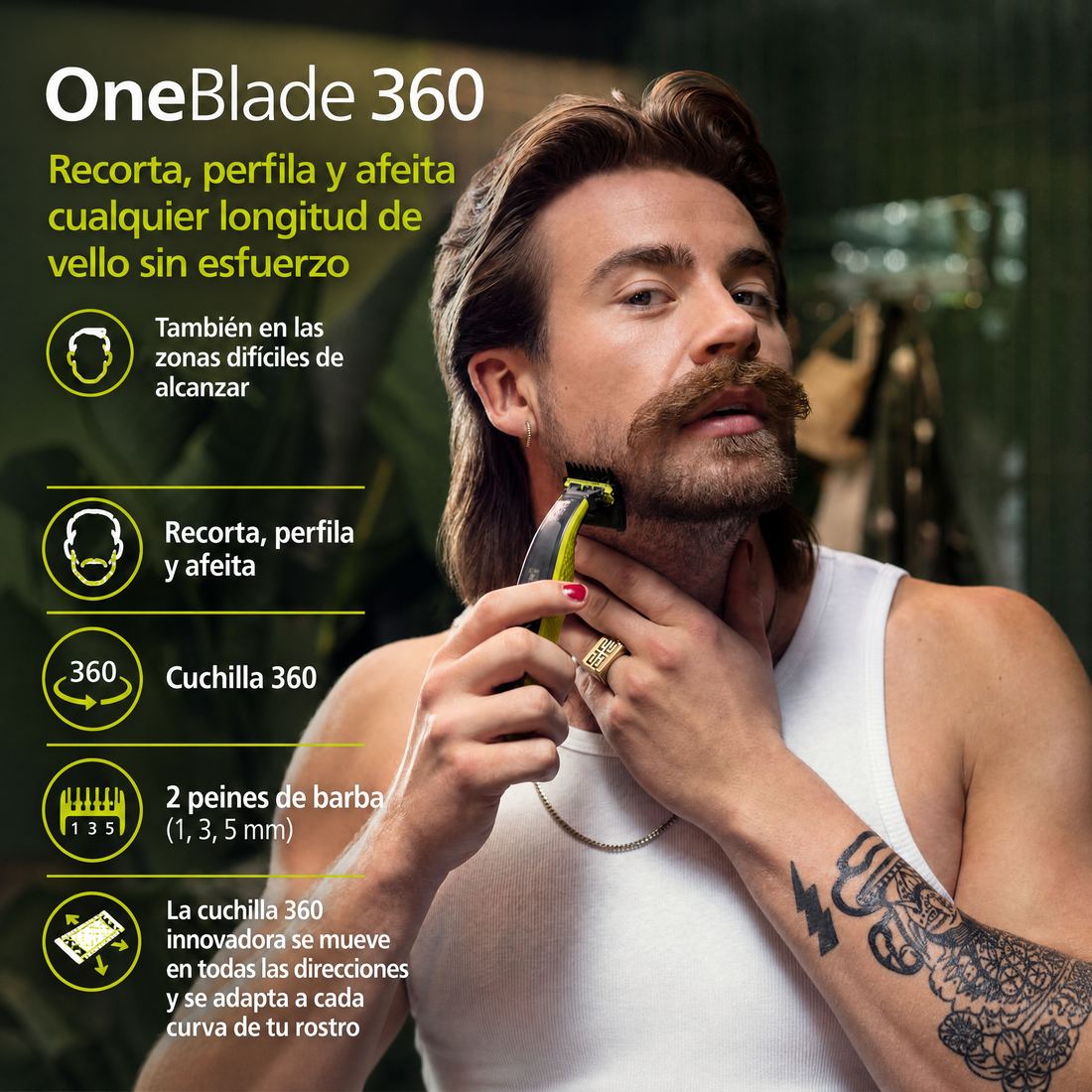 OneBlade 360 usándose bajo el agua del grifo