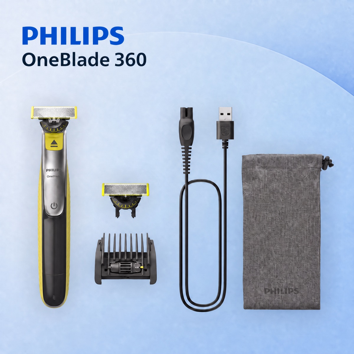Philips OneBlade 360° Afeitadora + Cuchilla Extra + Peine 5 en 1
