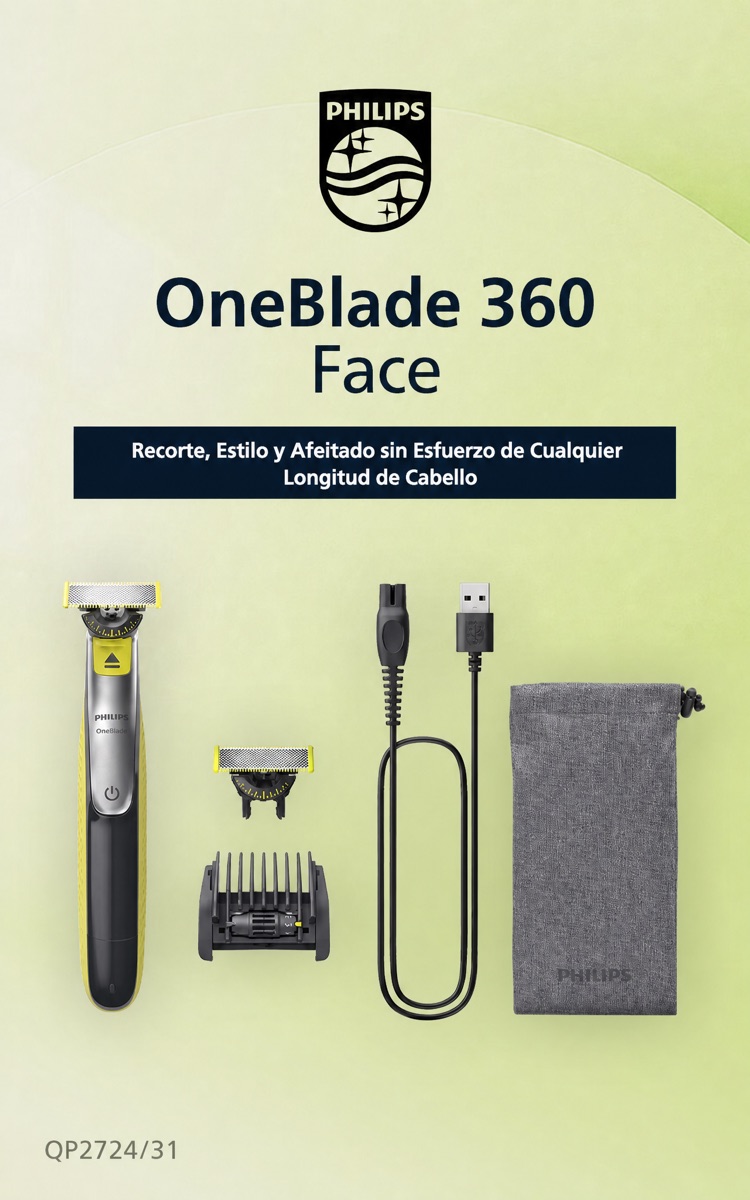 Philips OneBlade 360° Afeitadora + Cuchilla Extra + Peine 5 en 1